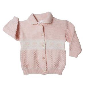 Kids and More pink knitted baby cardigan . 6 - 9 months